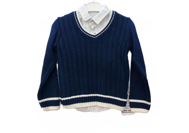 COMPLEU CU PULOVER, Compleu casual baieti, cu pulover, camasa si pantaloni COMPLEU CU PULOVER, Compleu casual baieti, cu pulover, camasa si pantaloni
