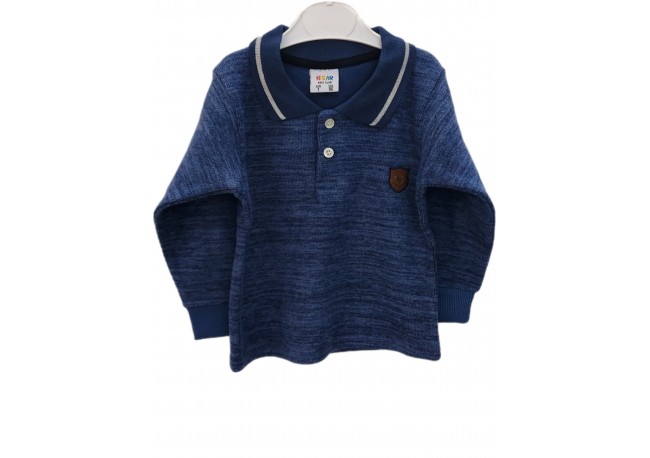PULOVER ALBASTRU, Pulover baieti cu guler polo PULOVER ALBASTRU, Pulover baieti cu guler polo