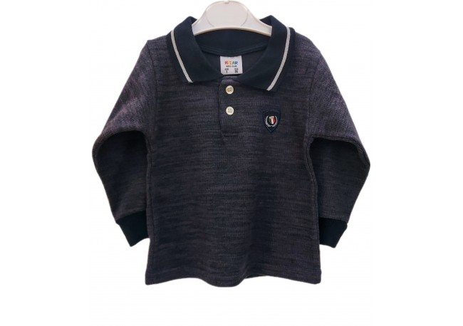 PULOVER NEGRU, Pulover baieti cu guler polo PULOVER NEGRU, Pulover baieti cu guler polo