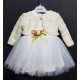 ROCHIE TULLE ALB CU BOLERO AURIU COD 389, Rochita eleganta , cu maneca lunga, din bumbac, cu bolero din dantela si fusta din tulle fin ROCHIE TULLE ALB CU BOLERO AURIU COD 389, Rochita eleganta , cu maneca lunga, din bumbac, cu bolero din dantela si fusta din tulle fin