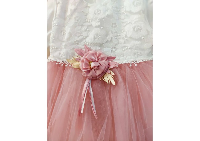 ROCHIE TULLE ROZ INCHIS COD 462, Rochita eleganta, din bumbac, cu maneca lunga, dantela si tulle fin ROCHIE TULLE ROZ INCHIS COD 462, Rochita eleganta, din bumbac, cu maneca lunga, dantela si tulle fin