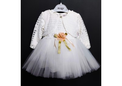 ROCHIE TULLE ALB CU BOLERO, 12 LUNI, COD 464 ROCHIE TULLE ALB CU BOLERO, 12 LUNI, COD 464
