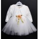 ROCHIE TULLE ALB CU BOLERO COD 464, Rochita eleganta , cu maneca lunga, din bumbac, cu bolero din dantela si fusta din tulle fin ROCHIE TULLE ALB CU BOLERO COD 464, Rochita eleganta , cu maneca lunga, din bumbac, cu bolero din dantela si fusta din tulle fin