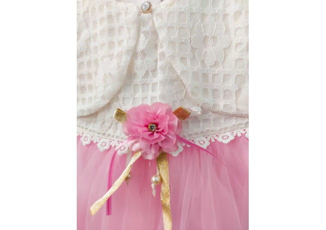 ROCHIE TULLE ROZ CU BOLERO COD 464, Rochita eleganta , cu maneca lunga, din bumbac, cu bolero din dantela si fusta din tulle fin ROCHIE TULLE ROZ CU BOLERO COD 464, Rochita eleganta , cu maneca lunga, din bumbac, cu bolero din dantela si fusta din tulle fin