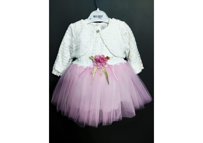 ROCHIE TULLE ROZ CU BOLERO COD 464, Rochita eleganta , cu maneca lunga, din bumbac, cu bolero din dantela si fusta din tulle fin ROCHIE TULLE ROZ CU BOLERO COD 464, Rochita eleganta , cu maneca lunga, din bumbac, cu bolero din dantela si fusta din tulle fin