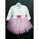 ROCHIE TULLE ROZ CU BOLERO COD 464, Rochita eleganta , cu maneca lunga, din bumbac, cu bolero din dantela si fusta din tulle fin ROCHIE TULLE ROZ CU BOLERO COD 464, Rochita eleganta , cu maneca lunga, din bumbac, cu bolero din dantela si fusta din tulle fin