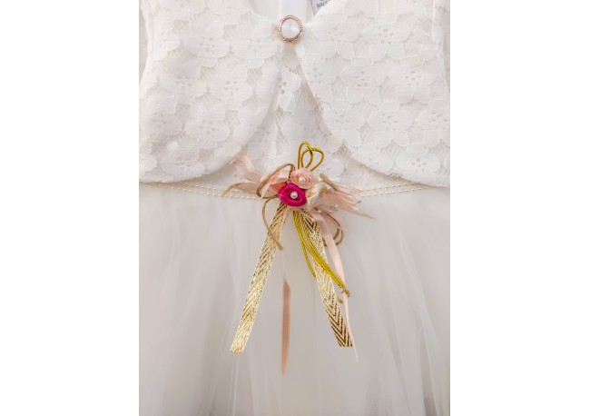 ROCHIE TULLE ALB CU BOLERO COD 469, Rochita eleganta , cu maneca lunga, din bumbac, cu bolero din dantela si fusta din tulle fin ROCHIE TULLE ALB CU BOLERO COD 469, Rochita eleganta , cu maneca lunga, din bumbac, cu bolero din dantela si fusta din tulle fin