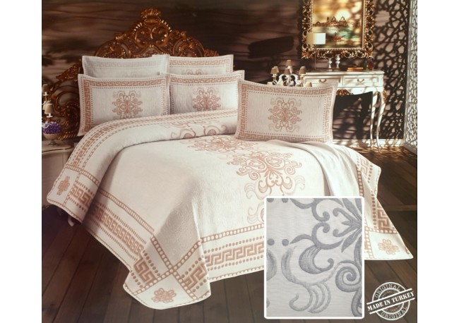 CUVERTURA DE LUX 2 PERSOANE 3 PIESE ELIF GRI CUVERTURA DE LUX 2 PERSOANE 3 PIESE ELIF GRI