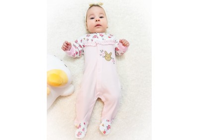 SALOPETA 6643 ROZ DESCHIS, din bumbac, cu maneca lunga si botosei