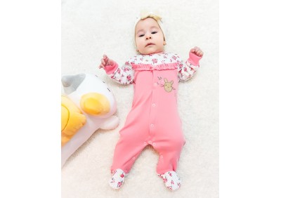 SALOPETA 6643 ROZ  INCHIS, din bumbac, cu maneca lunga si botosei