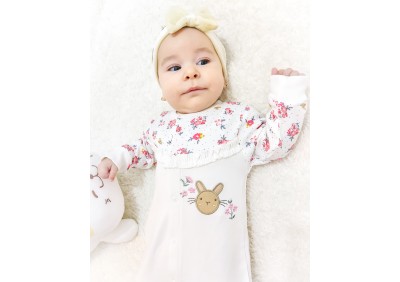 SALOPETA 6643 ALB, din bumbac, cu maneca lunga si botosei